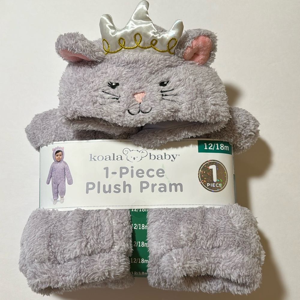 NWT Koala Baby Light Purple Plush Pram, Winter Onsie, Size 12/18M